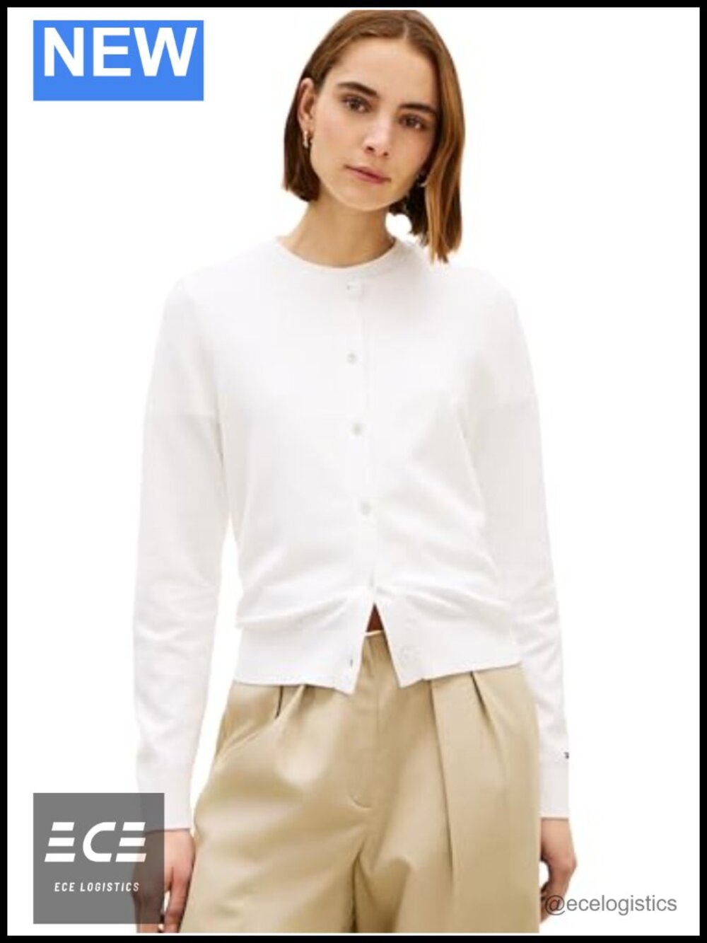 Cotton Crew Neck Cardigan Sweater Lightweight Button Down Knit